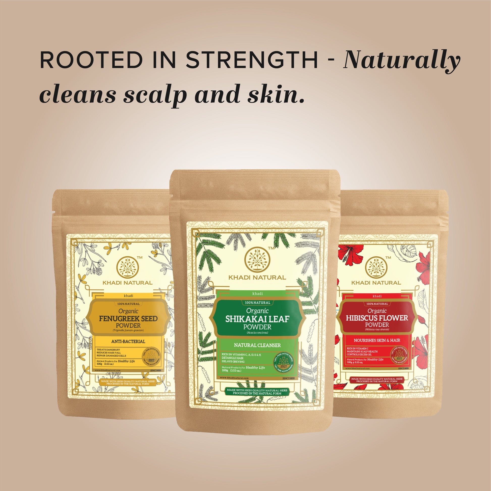 Khadi Natural Organic Shikakai Leaf Powder For Hair - 100% Natural - 100gm 