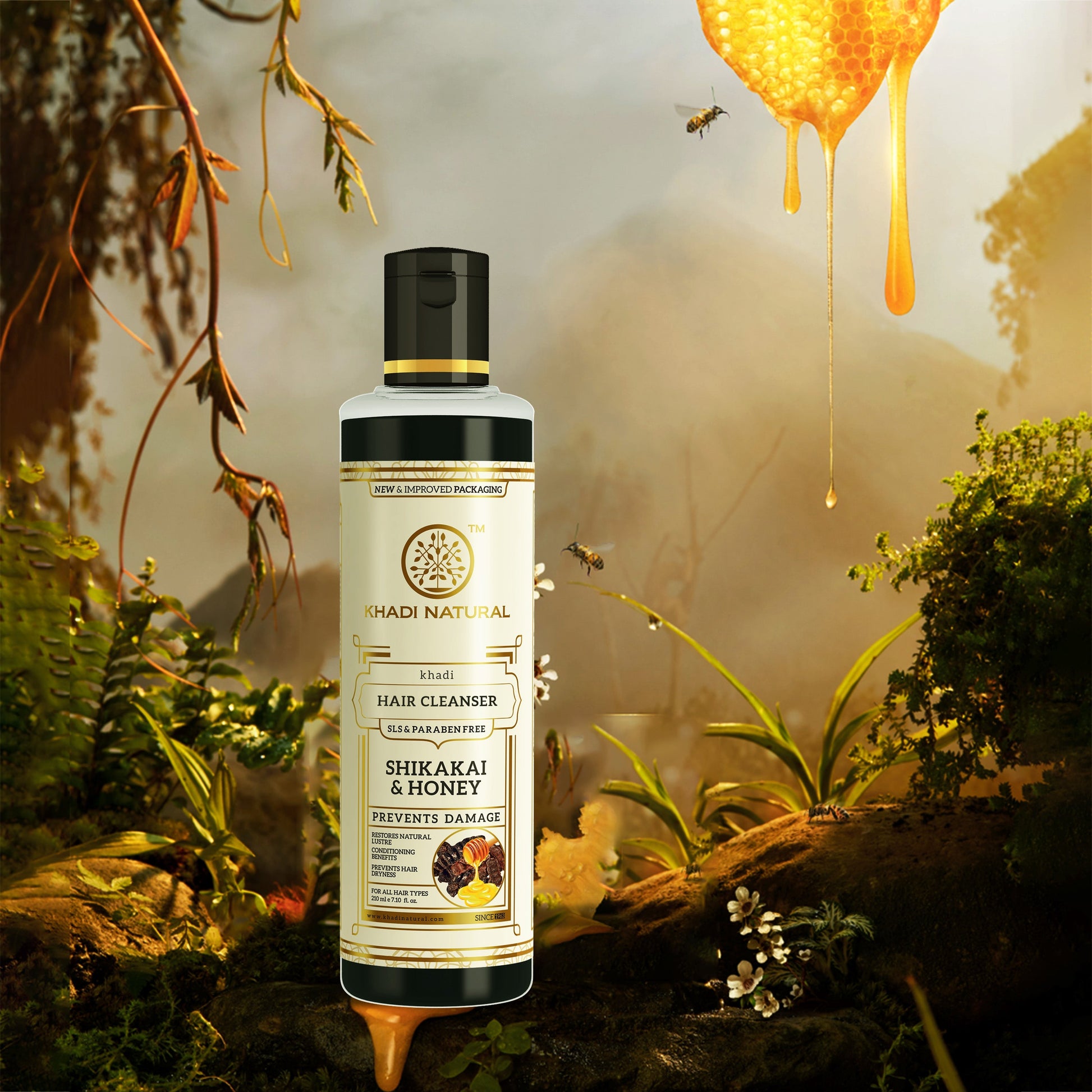 Khadi Natural Shikakai & Honey Cleanser Combo SLS & Paraben Free Pack of 2 - 210ml Each Sale 