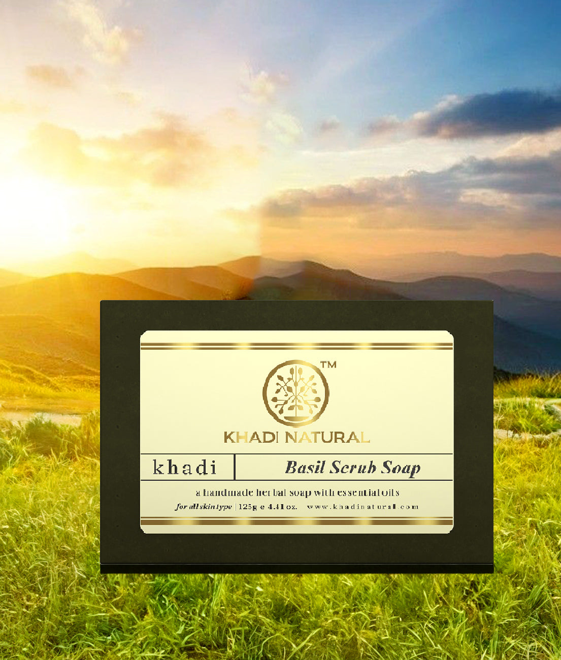 Khadi Natural Herbal Basil Scrub Soap 125gm 