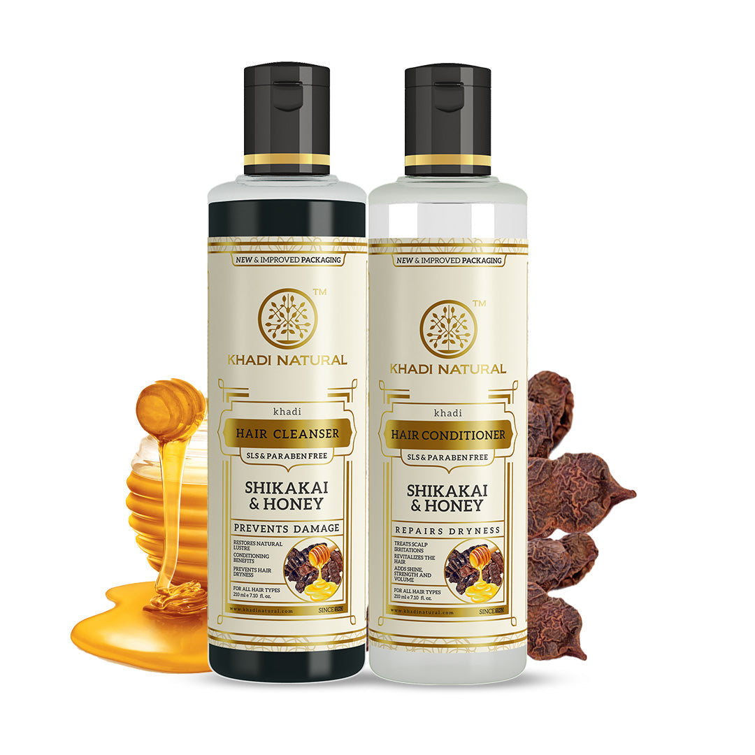 Khadi Natural Shikakai & Honey Cleanser & Conditioner SLS & Paraben Free Combo - 210ml Each Sale 