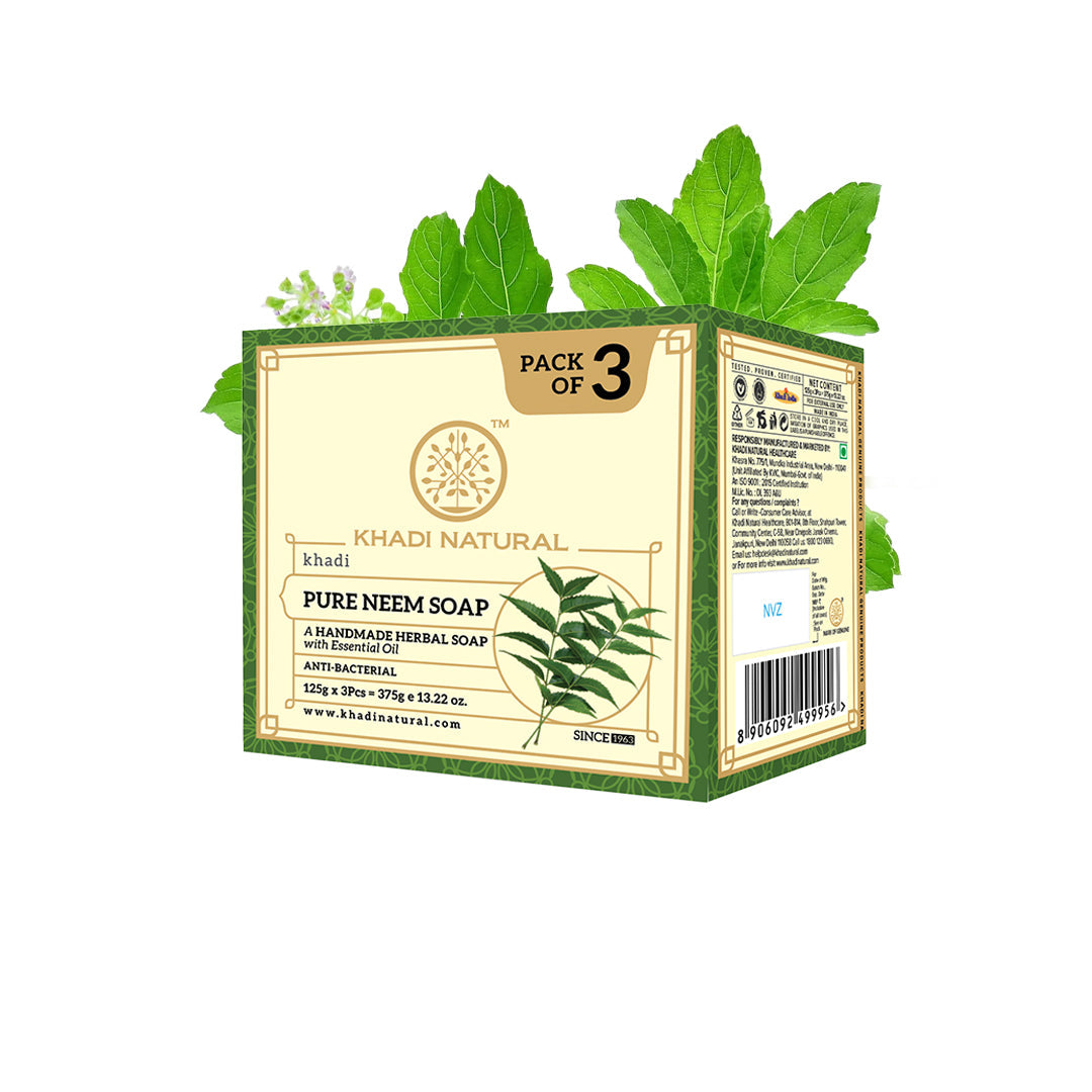 Khadi Natural Herbal Pure Neem Soap Combo Pack Of 3 – 125gm Each 