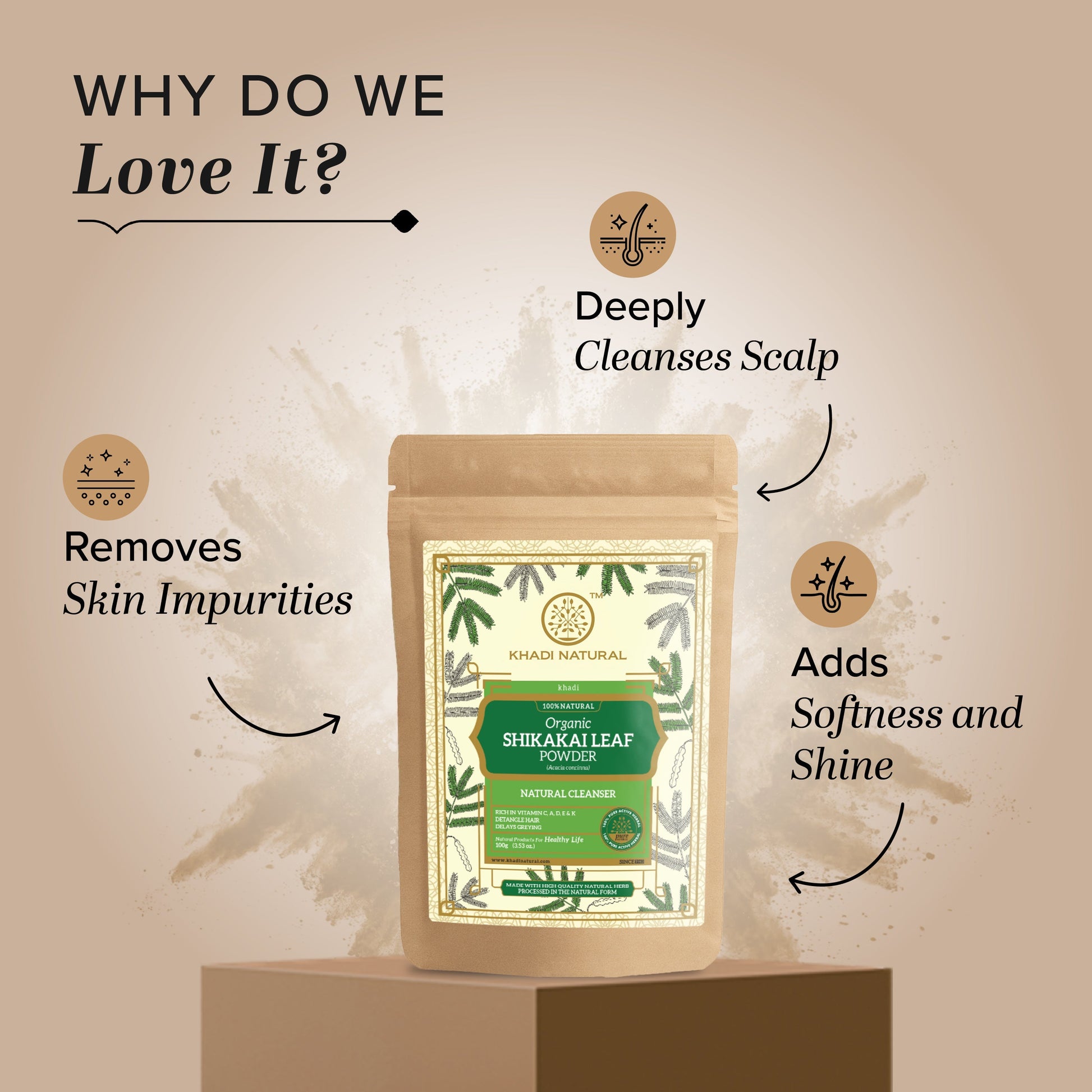 Khadi Natural Organic Shikakai Leaf Powder For Hair - 100% Natural - 100gm 