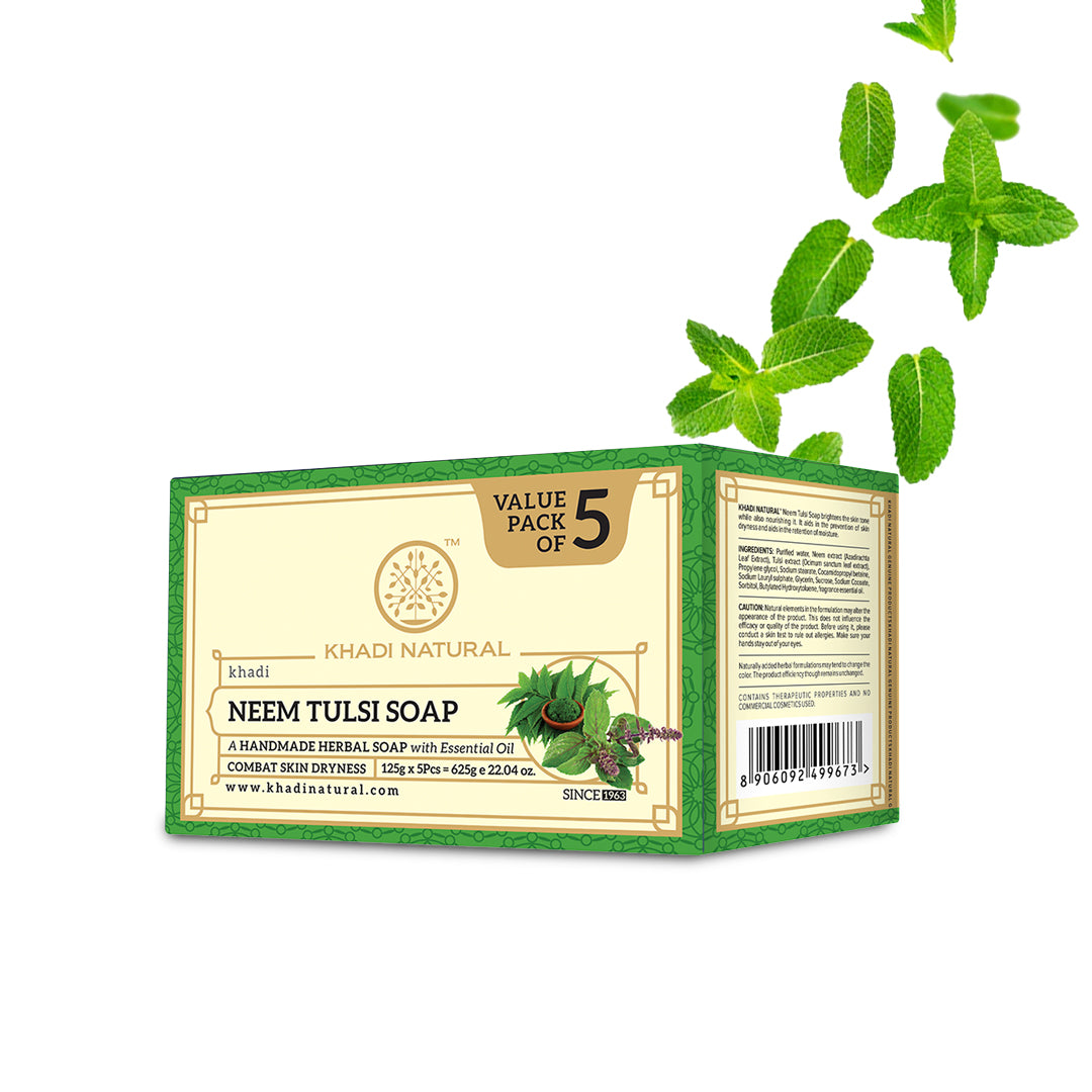 Khadi Natural Herbal Neem Tulsi Soap Combo Pack Of 5 – 125gm Each 