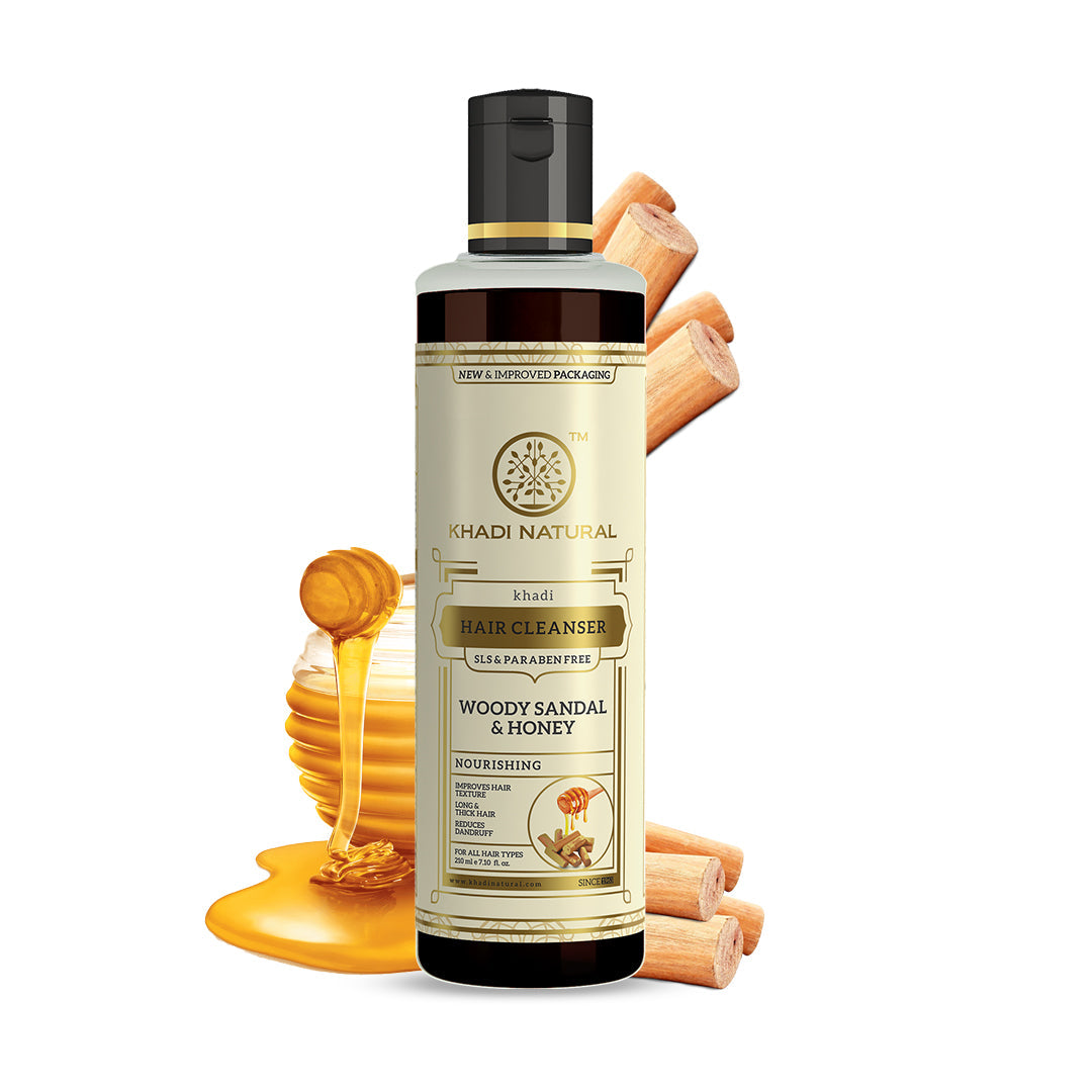 Khadi Natural Woody Sandal & Honey Hair Cleanser SLS & Paraben Free - 210ml 