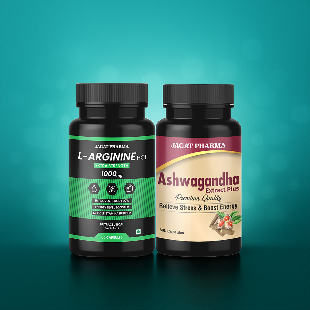 Jagat Pharma L-Arginine + Ashwagandha: Power & Balance Combo 