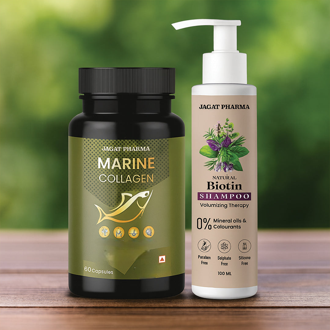 Jagat Pharma Marine Collagen + Natural Biotin Shampoo: Complete Beauty & Wellness Combo 