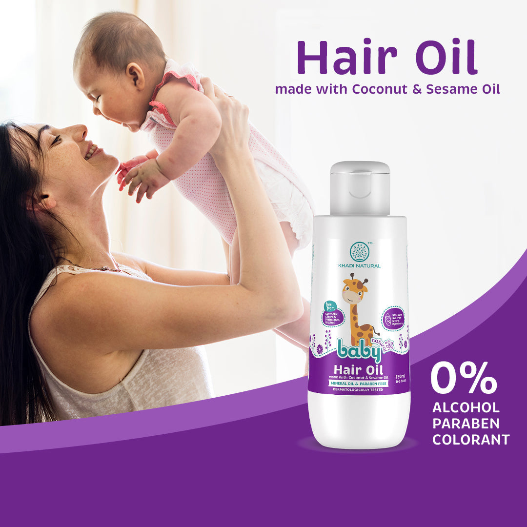 Khadi Natural Baby Hair Oil with Coconut and Sesame Oil for Hair Growth - 150ml 