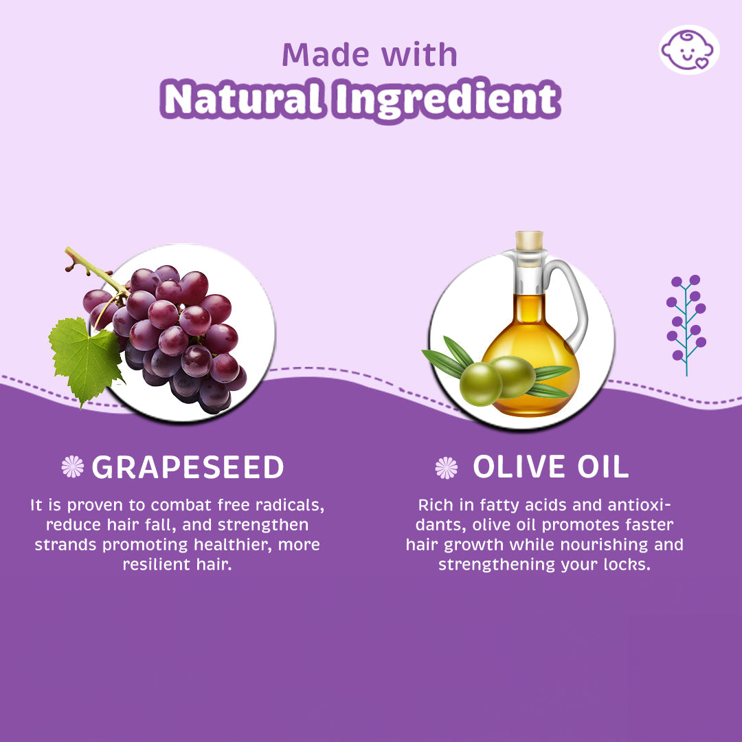 Khadi Natural Baby Hair Oil with Grapeseed and Olive - Lightweight and Non-Sticky Formula - 150ml 
