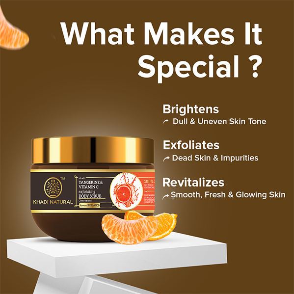 Khadi Natural Powered Botanics Tangerine & Vitamin C Exfoliating Body Scrub – 200gm 