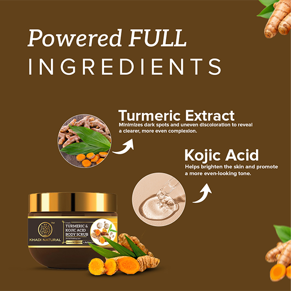 Khadi Natural Powered Botanics Turmeric & Kojic Acid Body Scrub – 200gm 