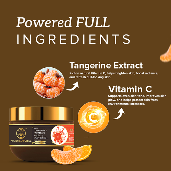 Khadi Natural Powered Botanics Tangerine & Vitamin C Exfoliating Body Scrub – 200gm 