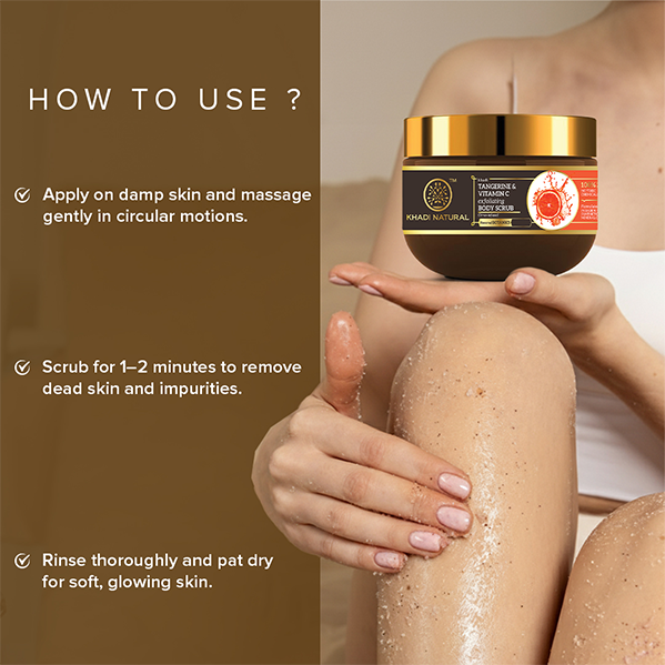 Khadi Natural Powered Botanics Tangerine & Vitamin C Exfoliating Body Scrub – 200gm 