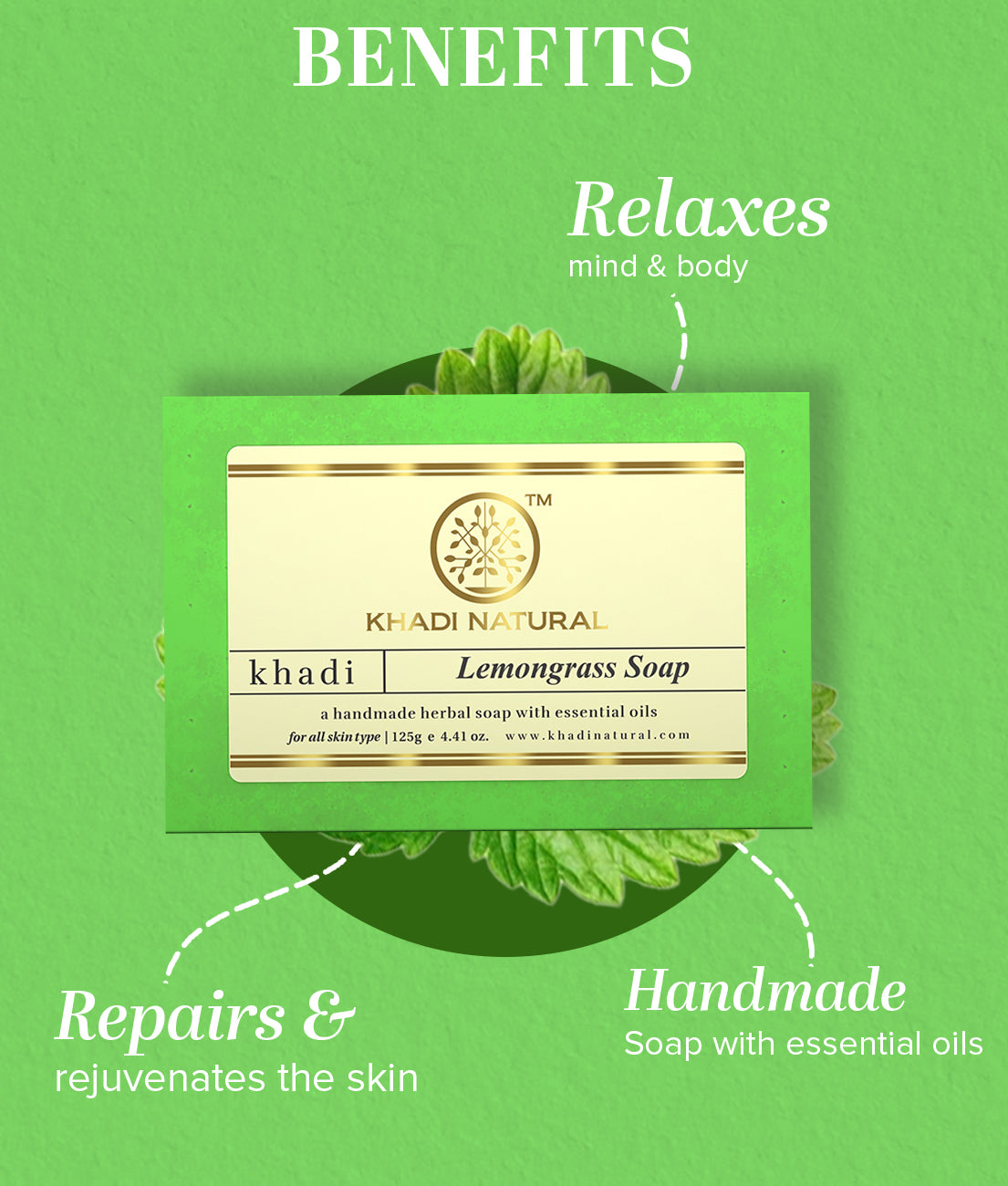 Khadi Natural Herbal Lemongrass Soap Combo Pack Of 8 – 125gm Each 