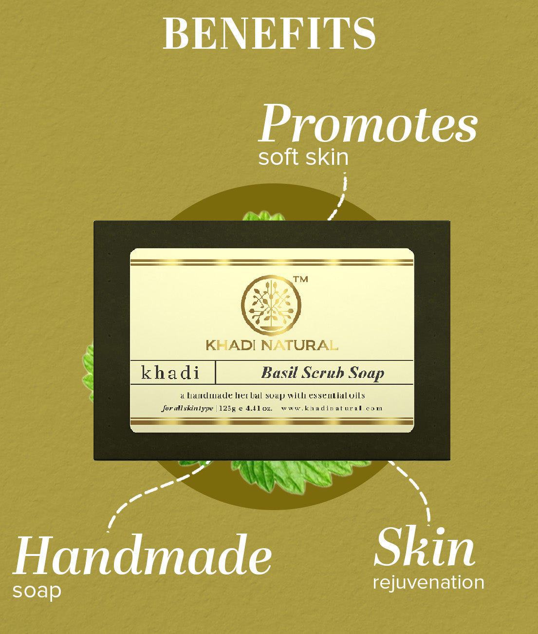 Khadi Natural Herbal Basil Scrub Soap Combo Pack Of 8 – 125gm Each 