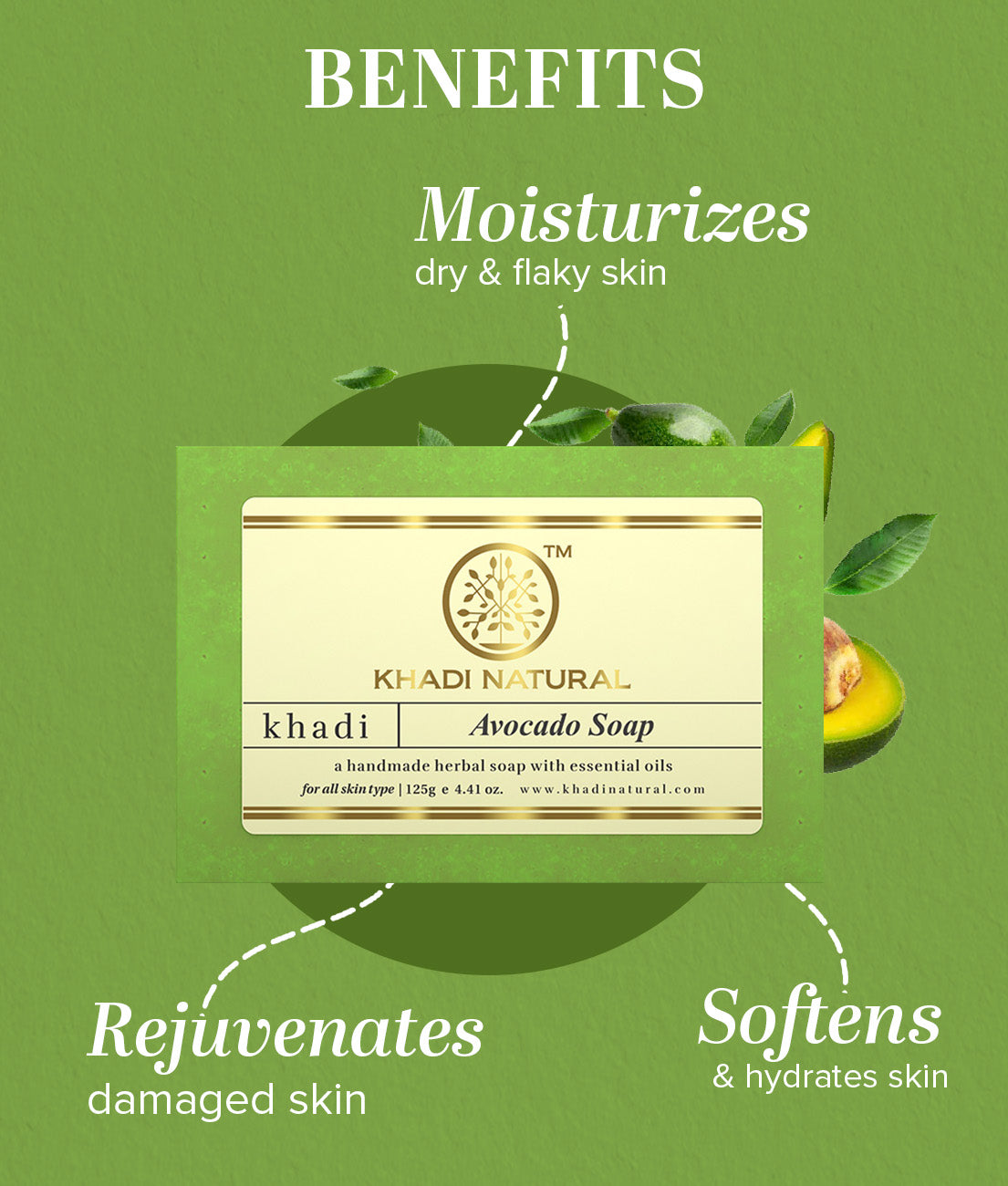 Khadi Natural Herbal Avocado Soap Combo Pack Of 5 – 125gm Each 