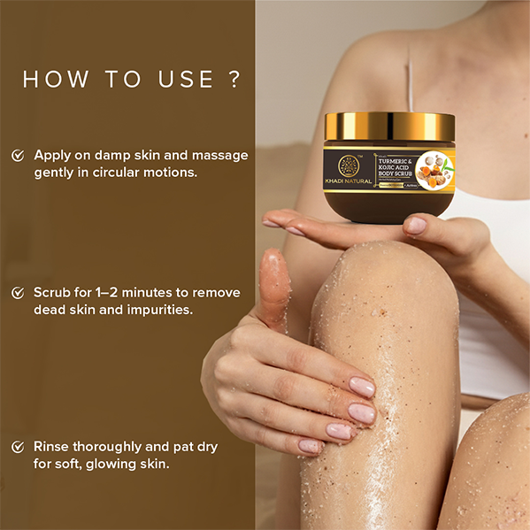 Khadi Natural Powered Botanics Turmeric & Kojic Acid Body Scrub – 200gm 