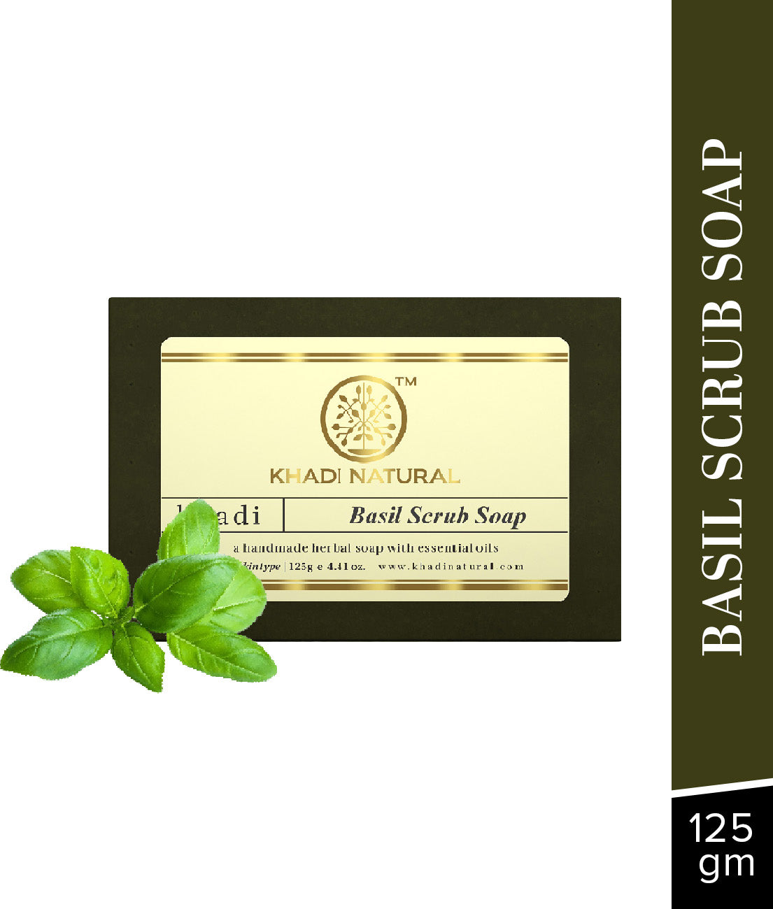 Khadi Natural Herbal Basil Scrub Soap 125gm 