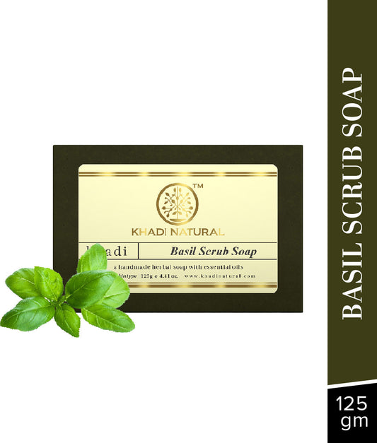 Khadi Natural Herbal Basil Scrub Soap 125gm 