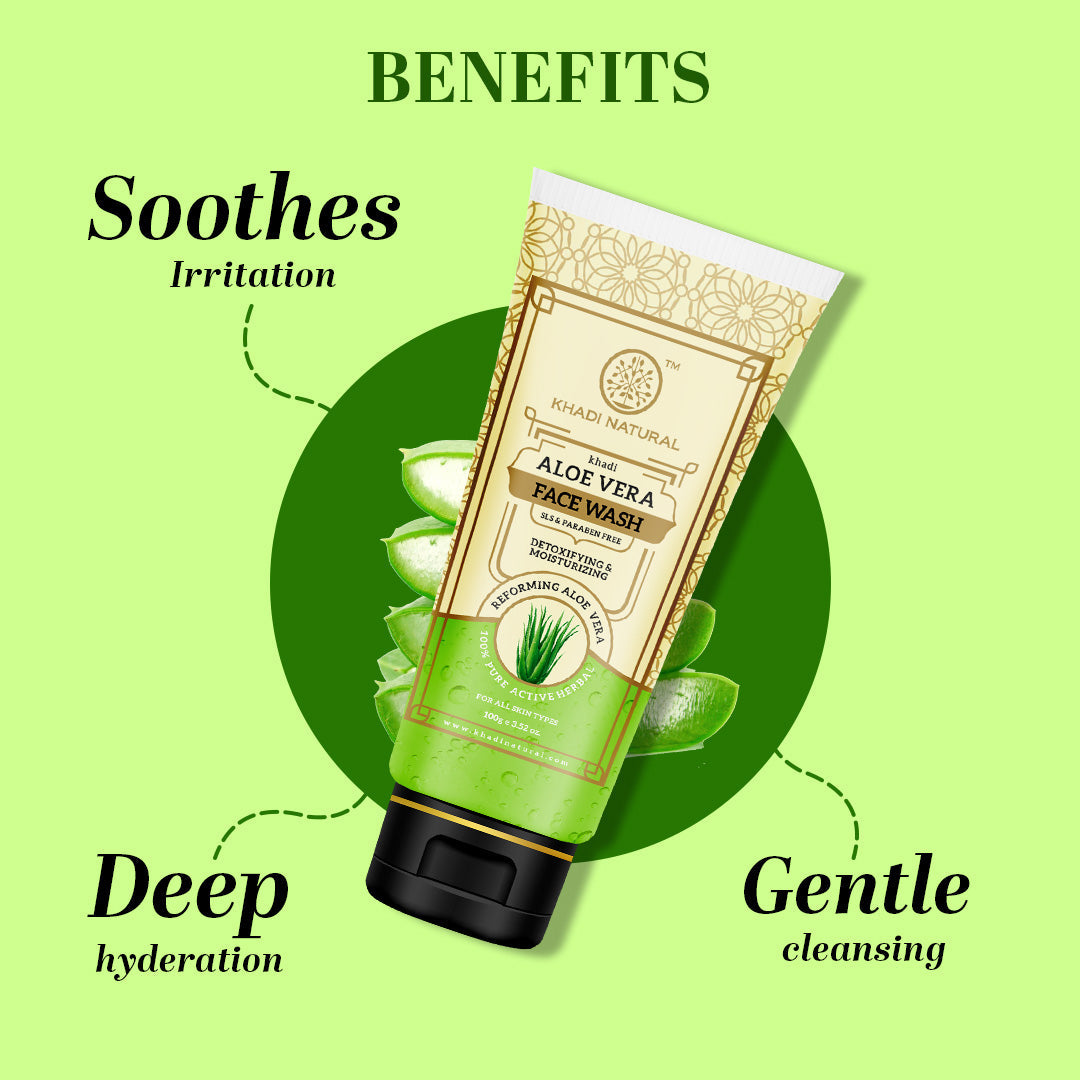 Khadi Natural Aloe Vera Face Wash SLS & Paraben Free - 100gm 