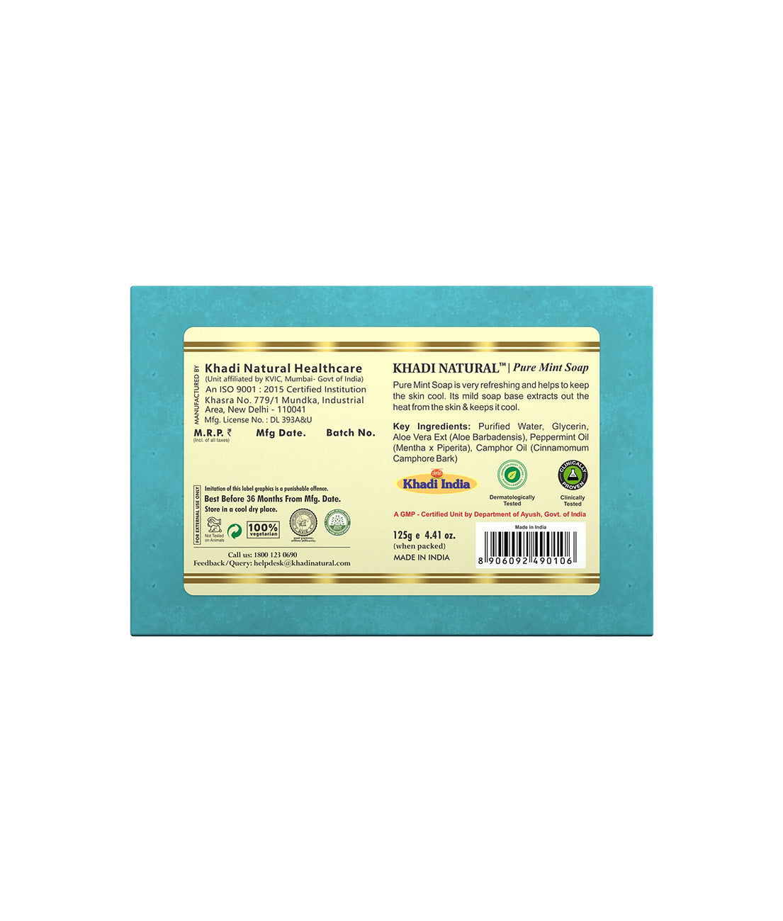 Khadi Natural Pure Mint Soap 125gm 