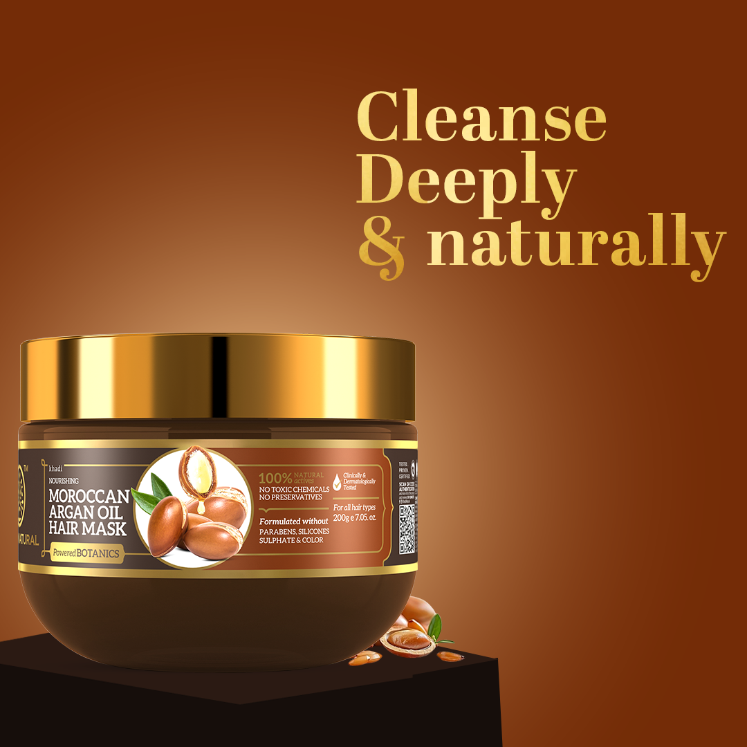 Khadi Natural Moroccan Argan Oil Hair Mask – SLS, Paraben & Color-Free - 200gm 
