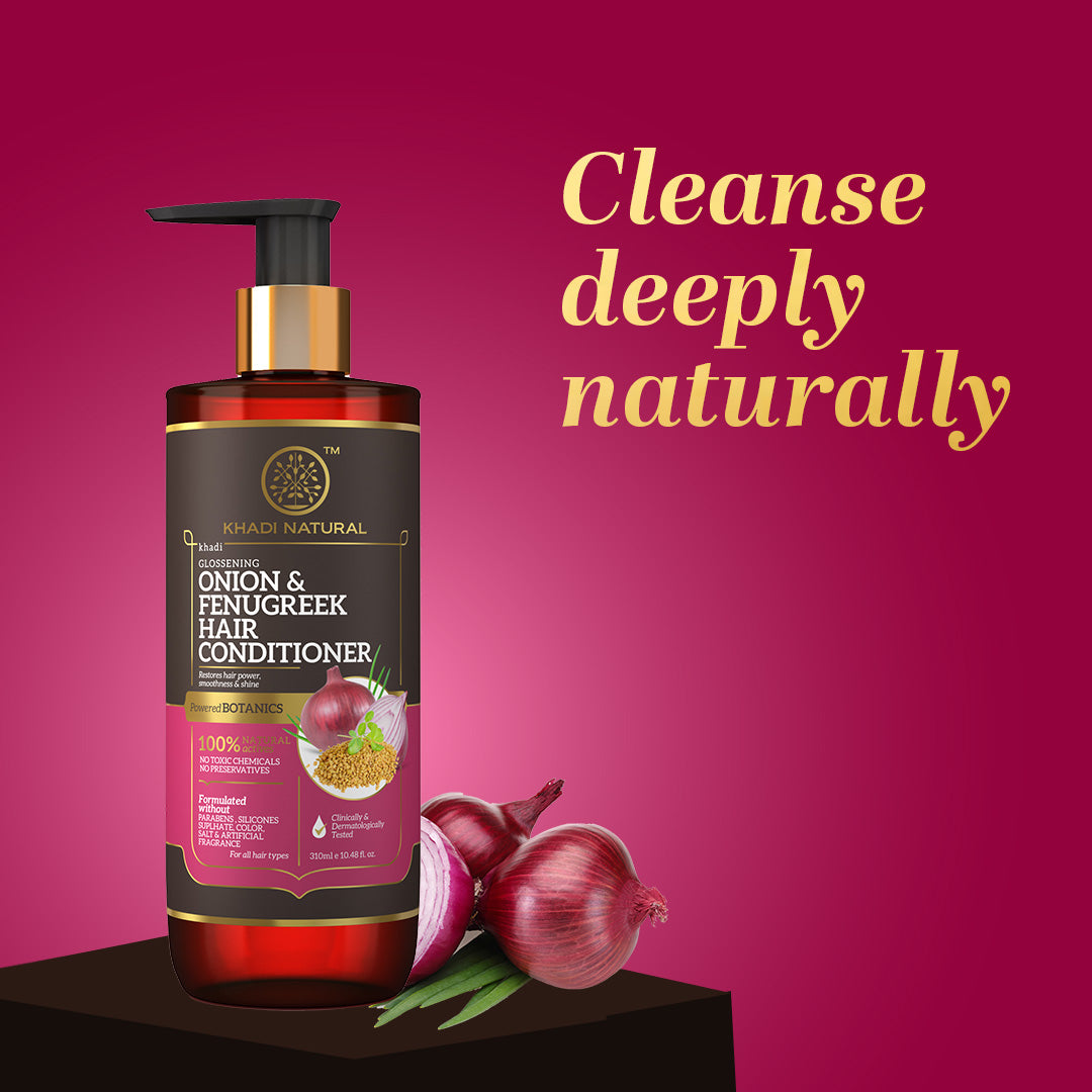Khadi Natural Onion & Fenugreek Hair Conditioner - Paraben, Silicones, Sulphate, Color, Salt & Artificial Fragrance Free - 310ml 