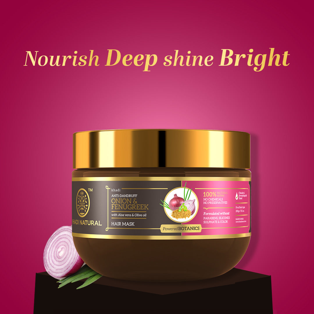 Khadi Natural Onion & Fenugreek Hair Mask – SLS, Paraben & Color Free - 200gm 