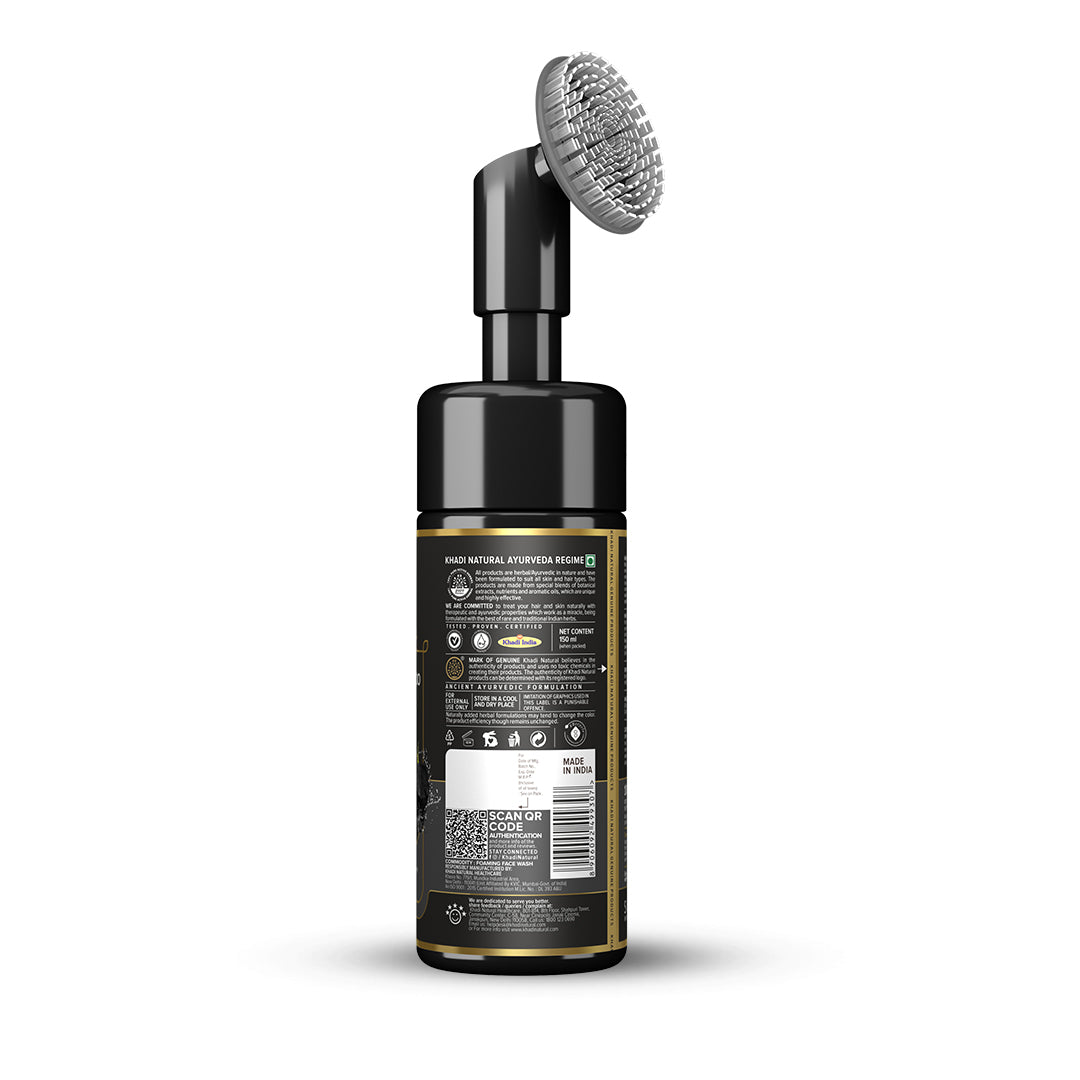 Khadi Natural Activated Bamboo Charcoal Foaming Face Wash with In- Built Face Brush - 150ml 