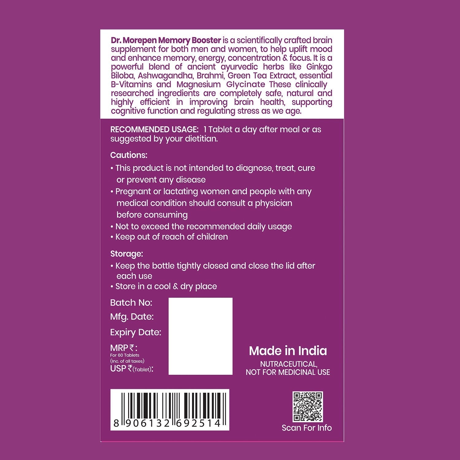 Dr Morpen Memory Booster Tablets 