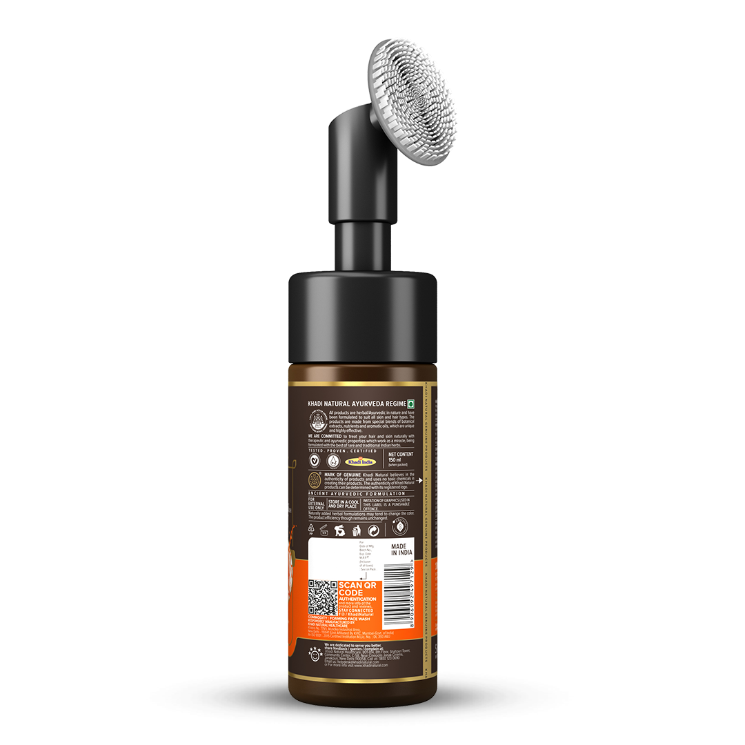 Khadi Natural Vitamin C Foaming Face Wash Within - Built Face Brush - 150ml 
