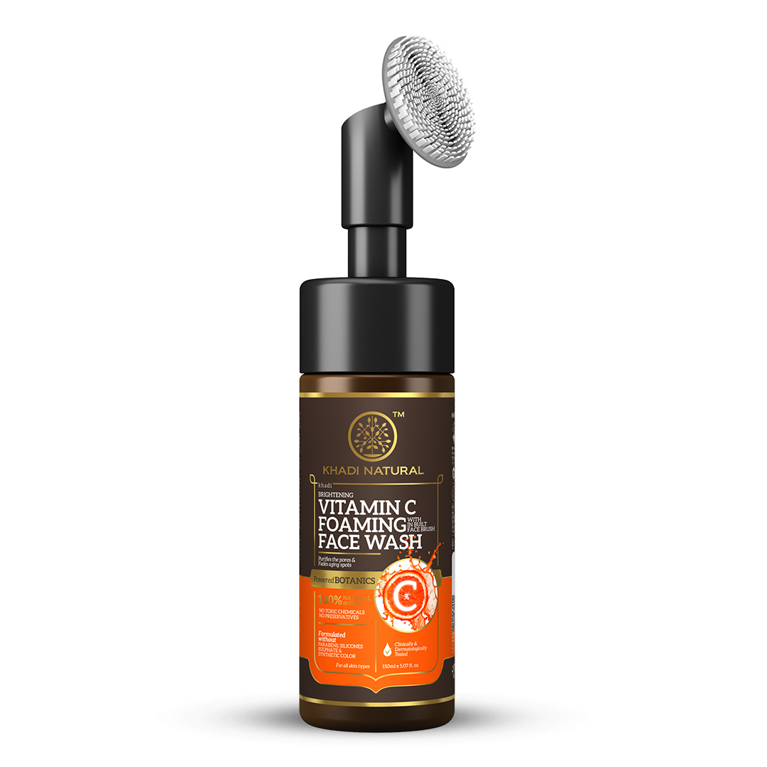 Khadi Natural Vitamin C Foaming Face Wash Within - Built Face Brush - 150ml 