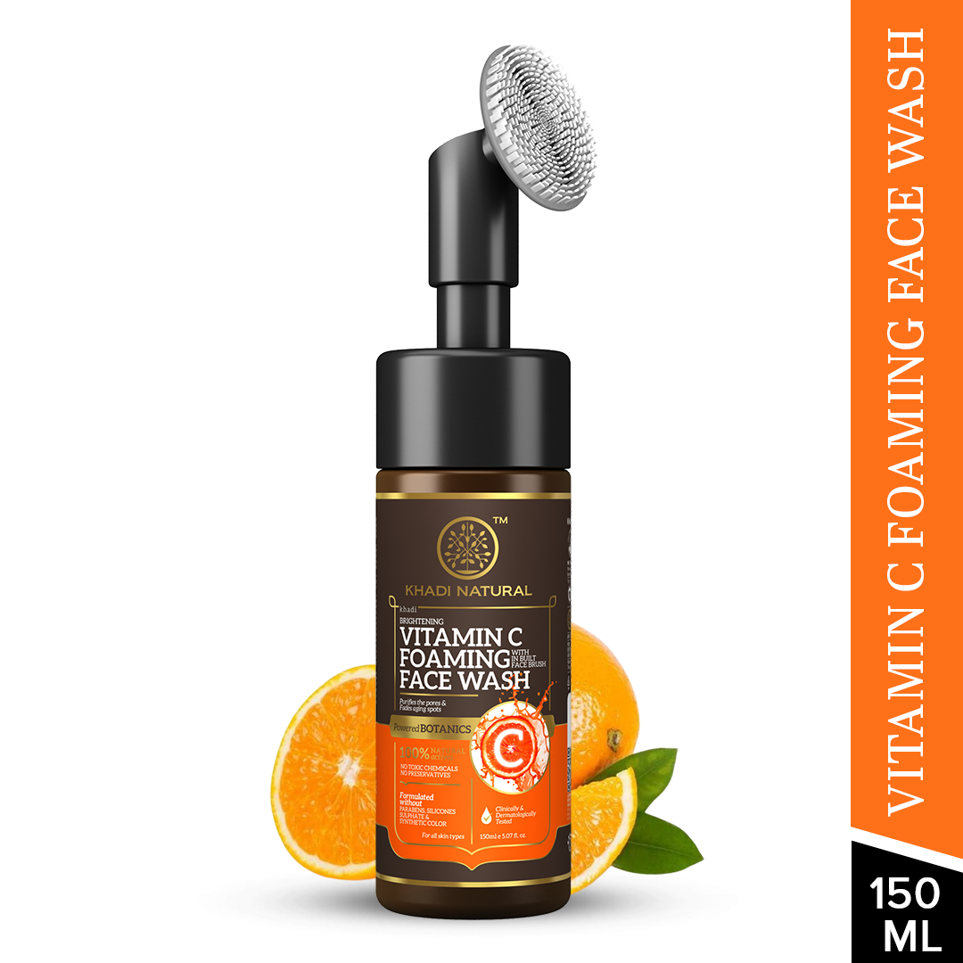 Khadi Natural Vitamin C Foaming Face Wash Within - Built Face Brush - 150ml 