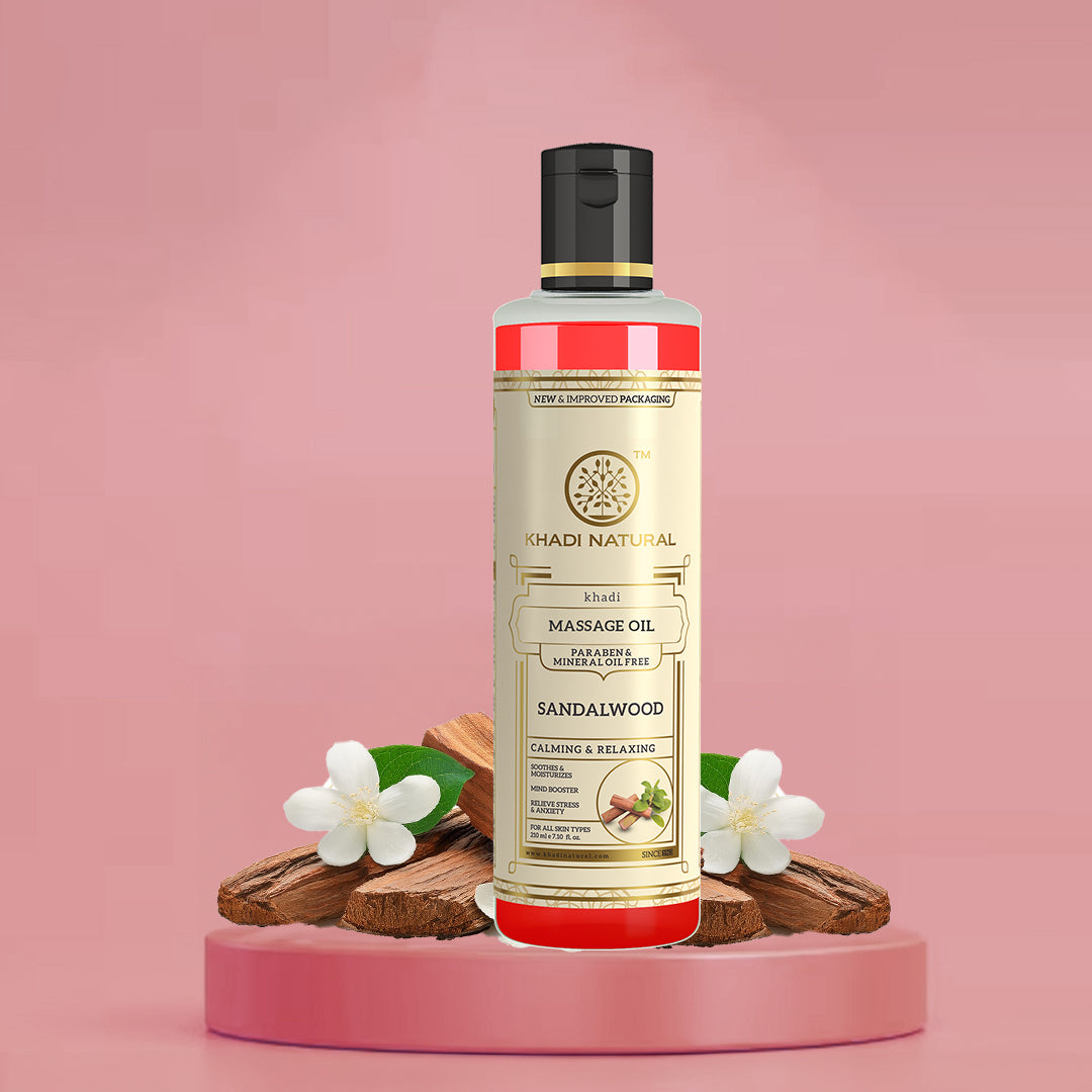 Khadi Natural Sandalwood Massage Oil - Without Mineral Oil - 210ml Sale 