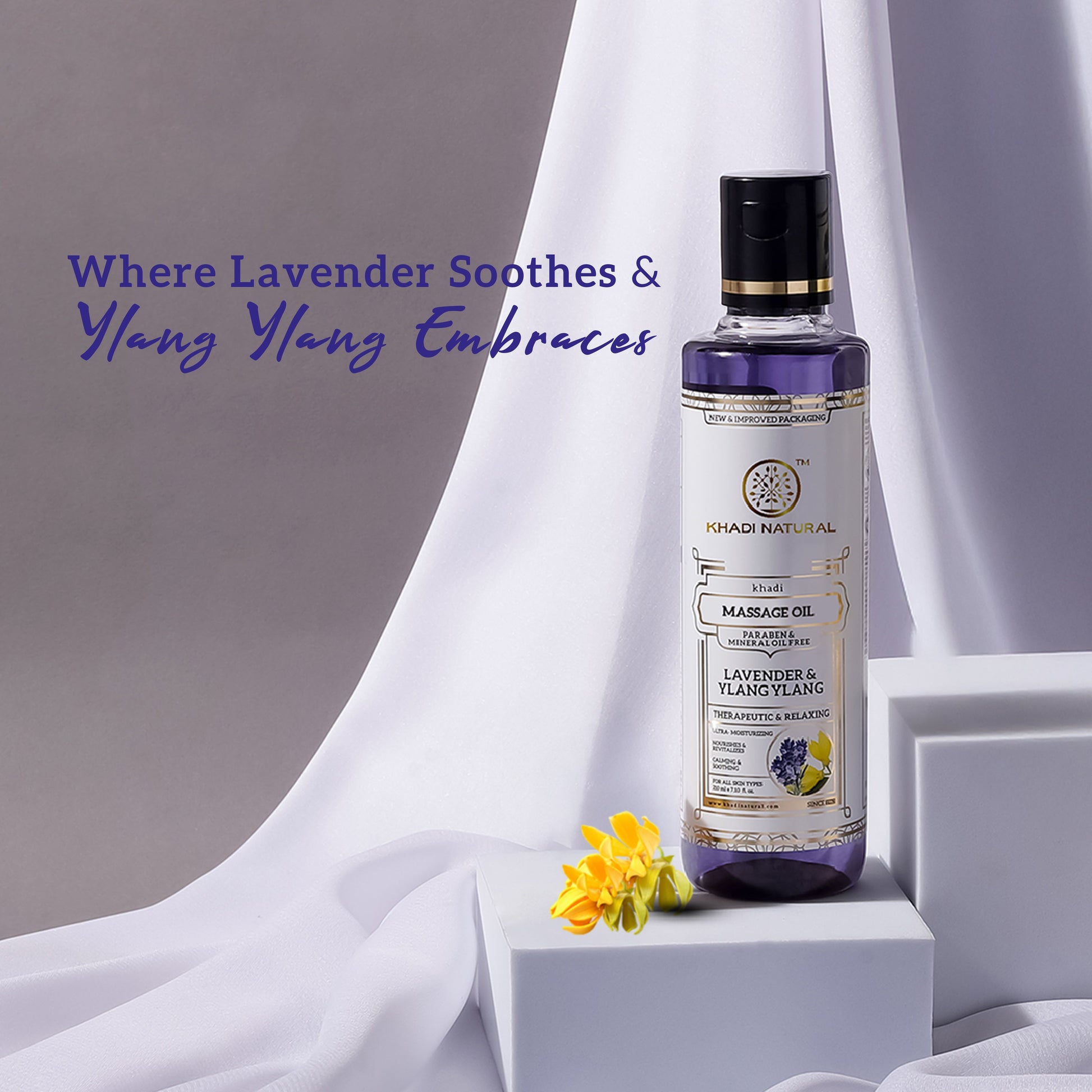 Khadi Natural Lavender & Ylang Ylang Massage Oil Paraben Mineral Oil Free - 210ml 