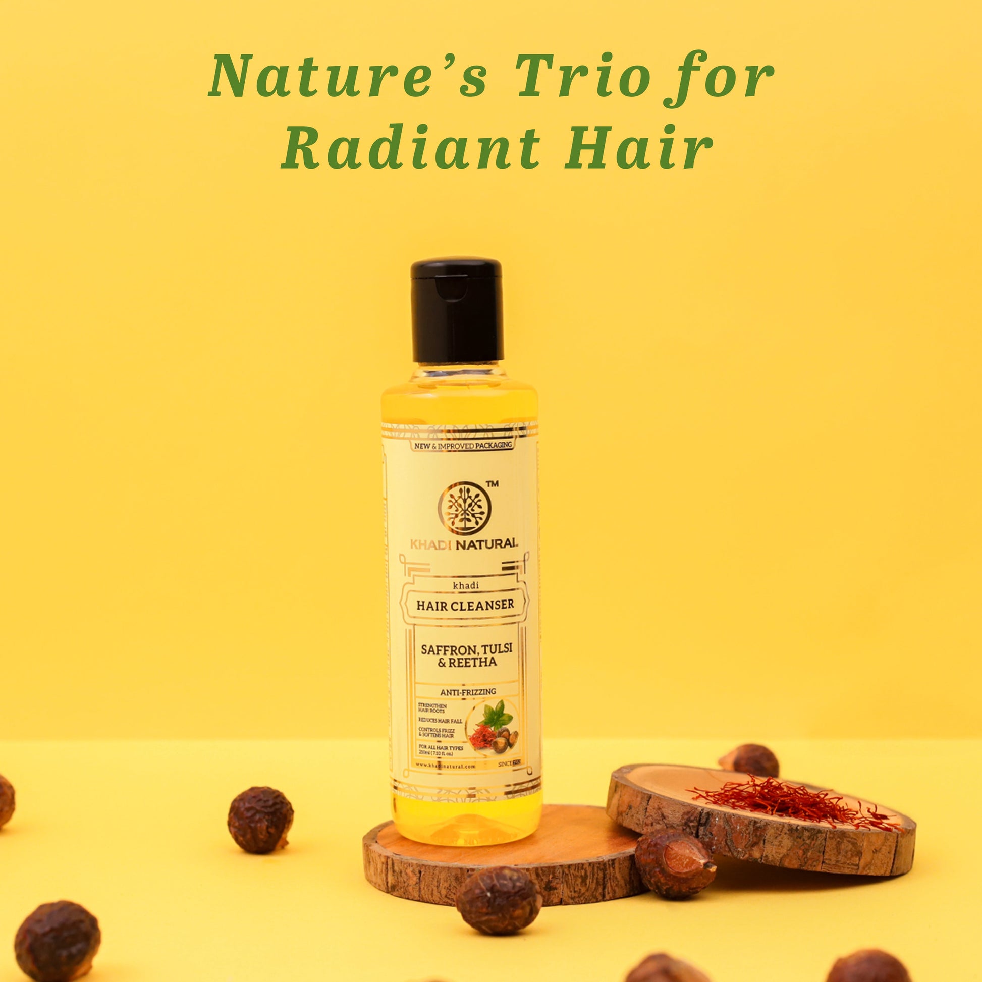 Khadi Natural Saffron Tulsi & Reetha Hair Cleanser - 210ml 