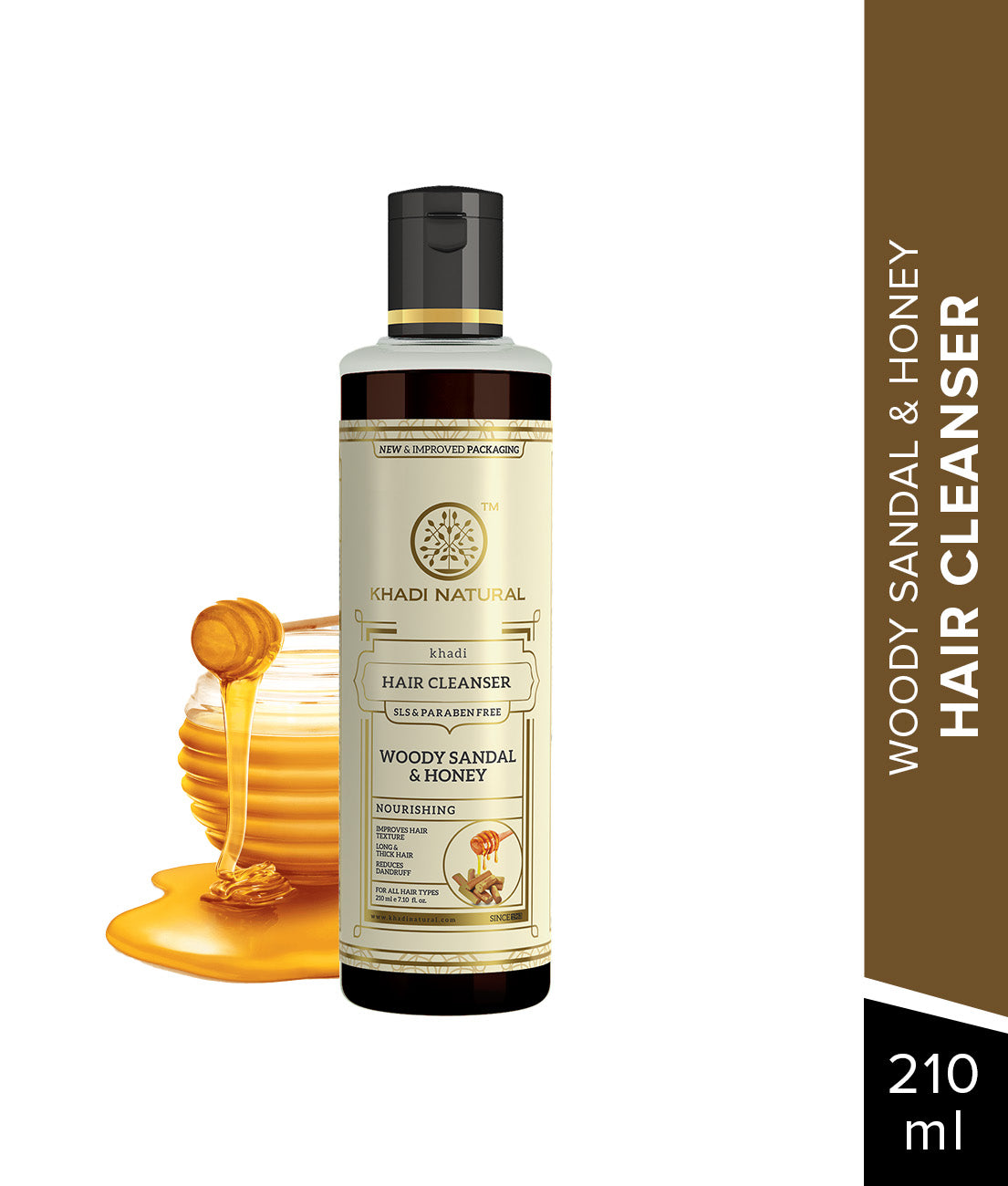 Khadi Natural Woody Sandal & Honey Hair Cleanser SLS & Paraben Free - 210ml 