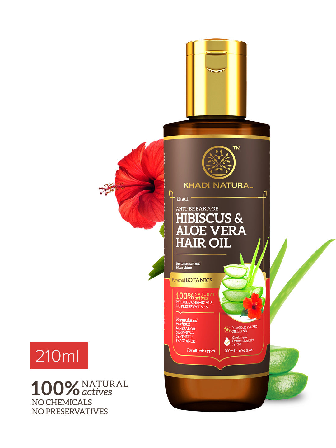 Khadi Natural Hibiscus & Aloe Vera Hair Oil - Mineral Oil, Silicones, Synthetic Fragrance Free - 200ml 