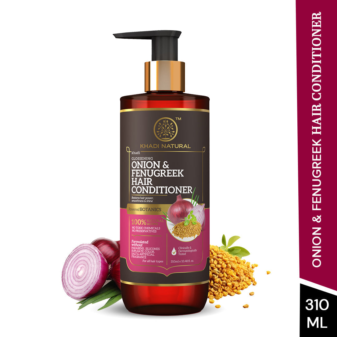 Khadi Natural Onion & Fenugreek Hair Conditioner - Paraben, Silicones, Sulphate, Color, Salt & Artificial Fragrance Free - 310ml 