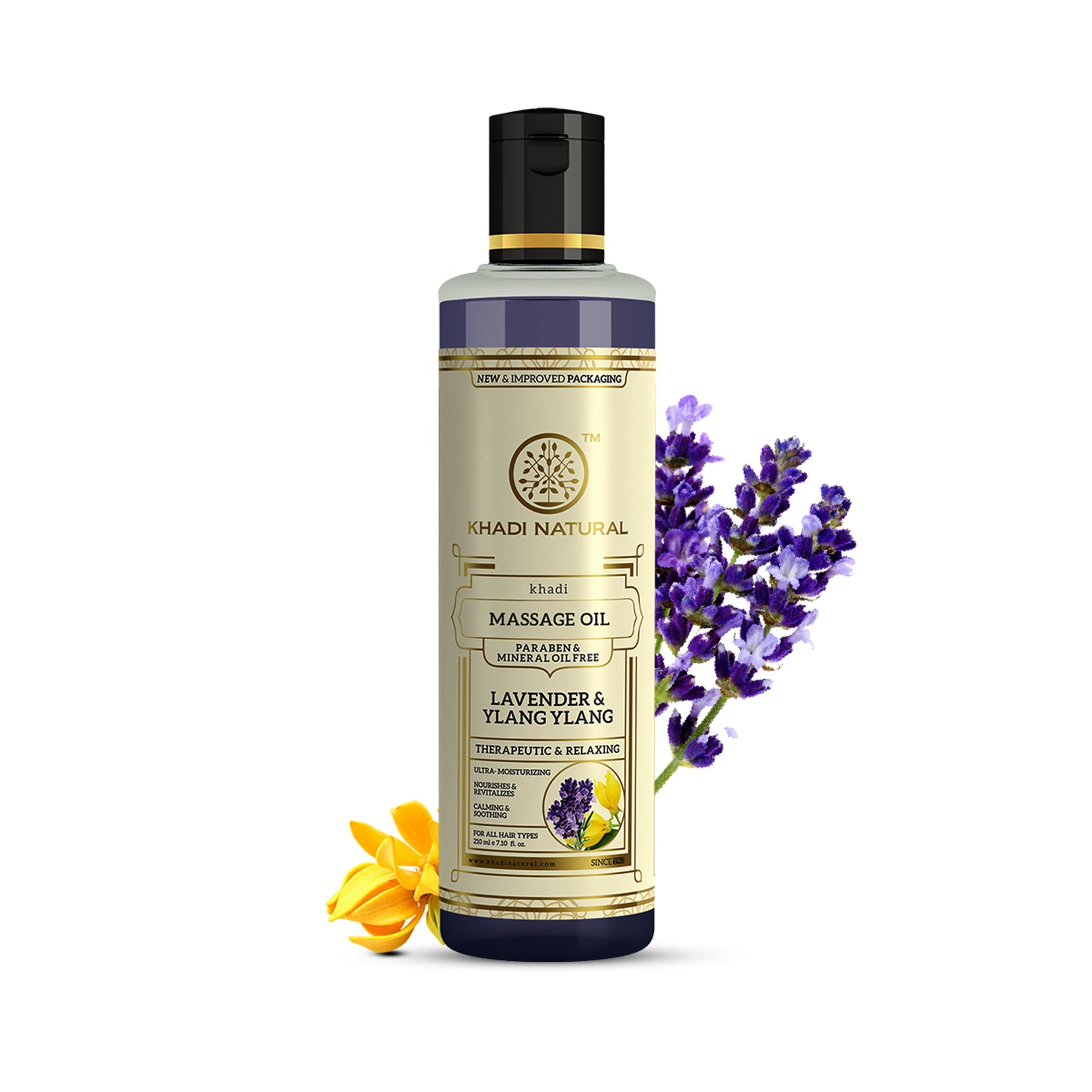 Khadi Natural Lavender & Ylang Ylang Massage Oil Paraben Mineral Oil Free - 210ml 