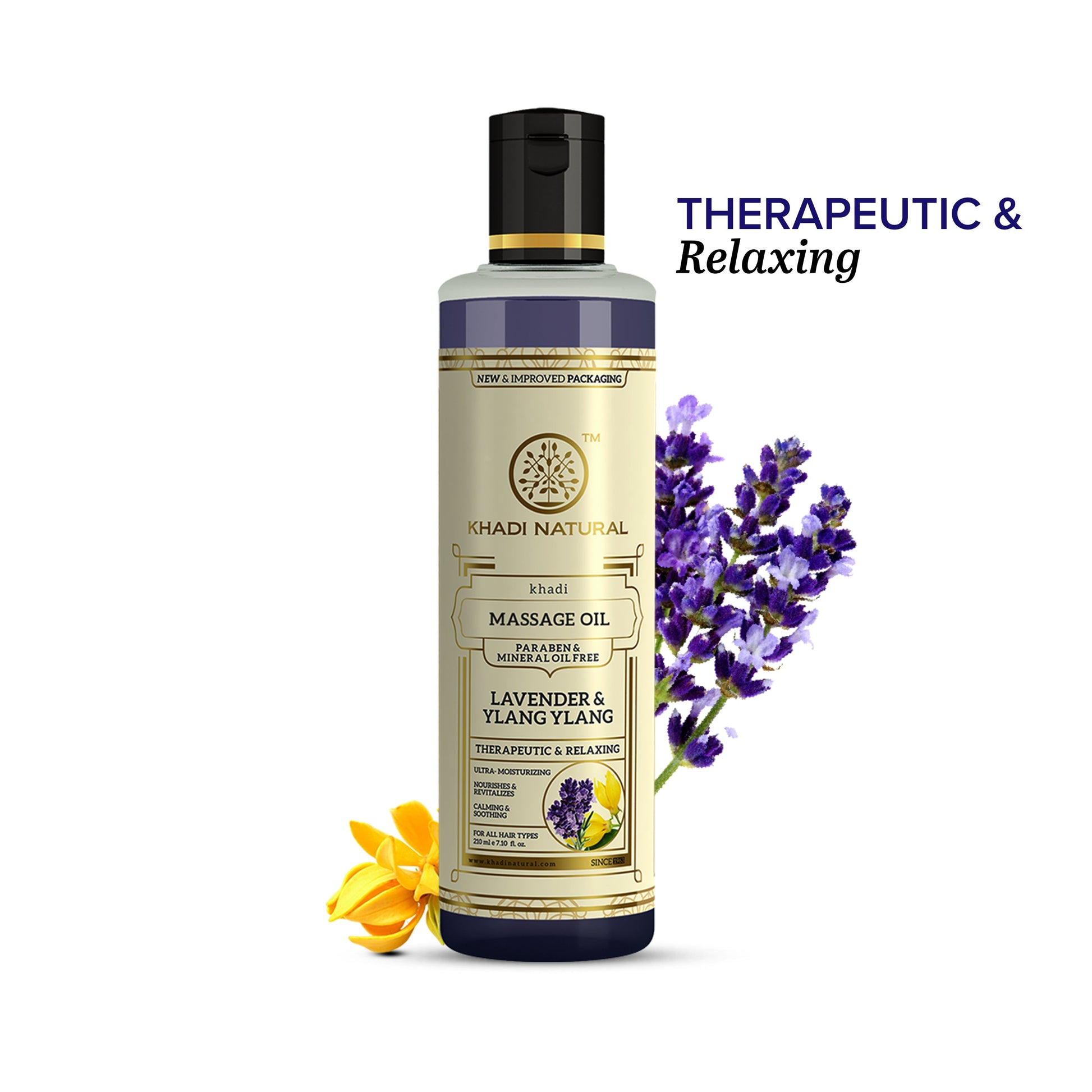 Khadi Natural Lavender & Ylang Ylang Massage Oil Paraben Mineral Oil Free - 210ml 