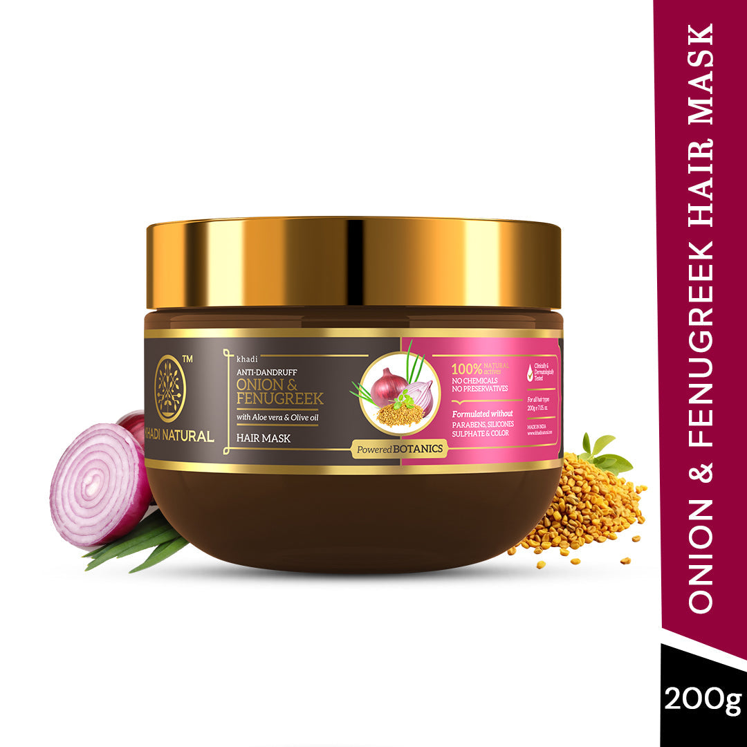 Khadi Natural Onion & Fenugreek Hair Mask – SLS, Paraben & Color Free - 200gm 