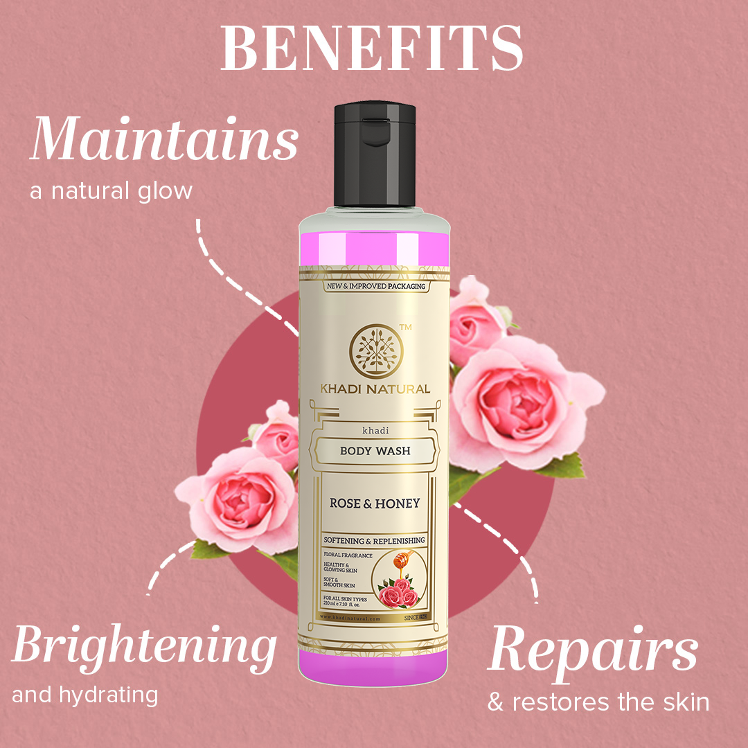Khadi Natural Rose & Honey Body Wash - 210ml 