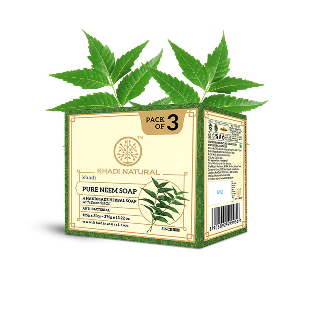 Khadi Natural Herbal Pure Neem Soap Combo Pack Of 3 – 125gm Each 