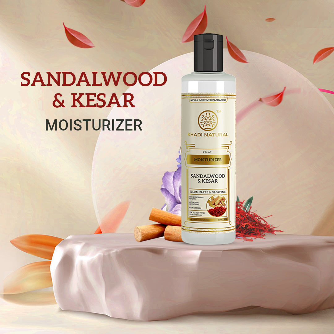Khadi Natural Sandalwood & Kesar Moisturizer Combo Pack of 2 - 210ml Each 