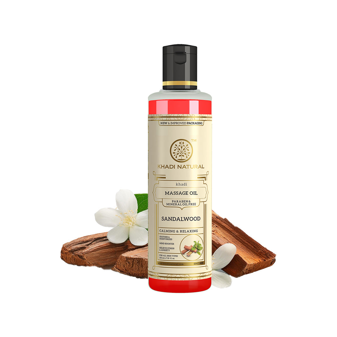 Khadi Natural Sandalwood Massage Oil - Without Mineral Oil - 210ml Sale 