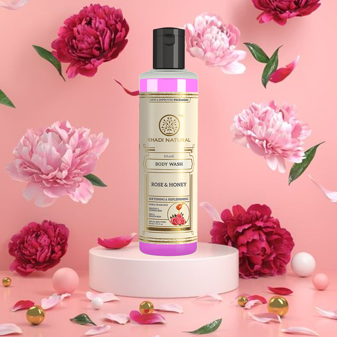 Khadi Natural Rose & Honey Body Wash - 210ml 