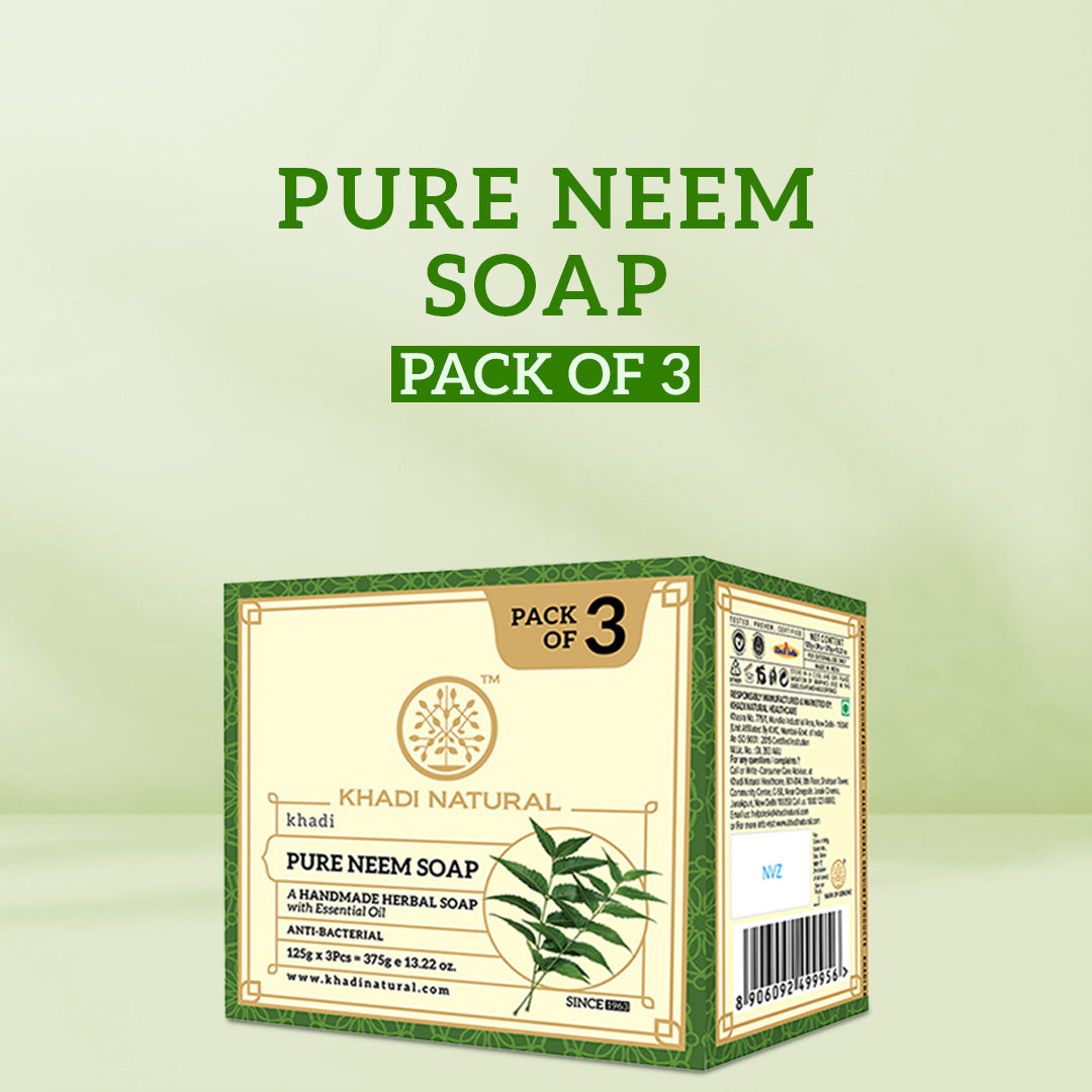 Khadi Natural Herbal Pure Neem Soap Combo Pack Of 3 – 125gm Each 