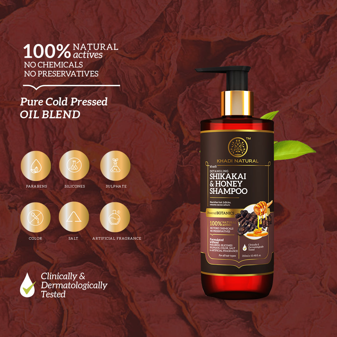 Khadi Natural Shikakai & Honey Shampoo - Powered Botanics - 310ml 