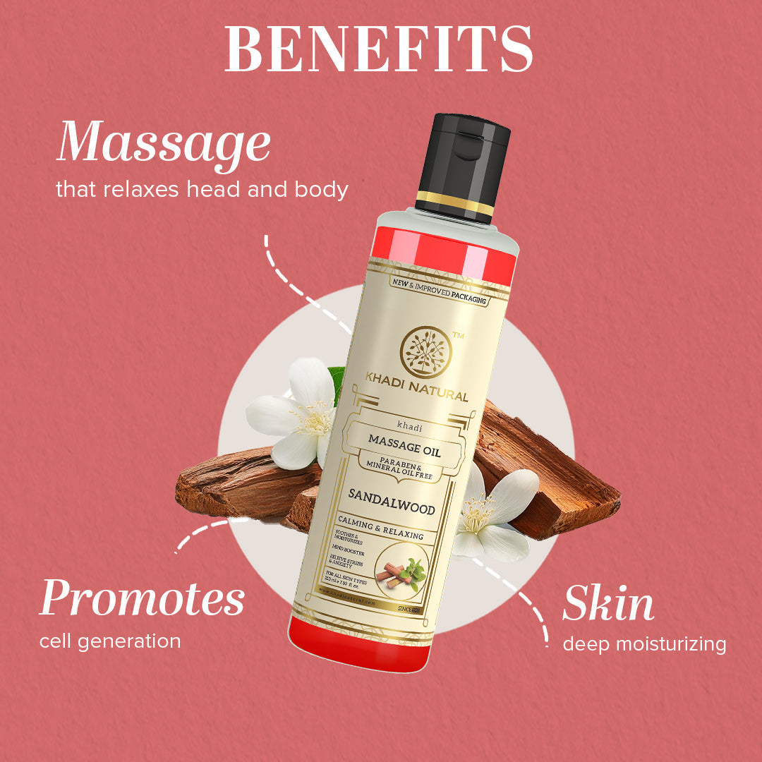 Khadi Natural Sandalwood Massage Oil - Without Mineral Oil - 210ml Sale 