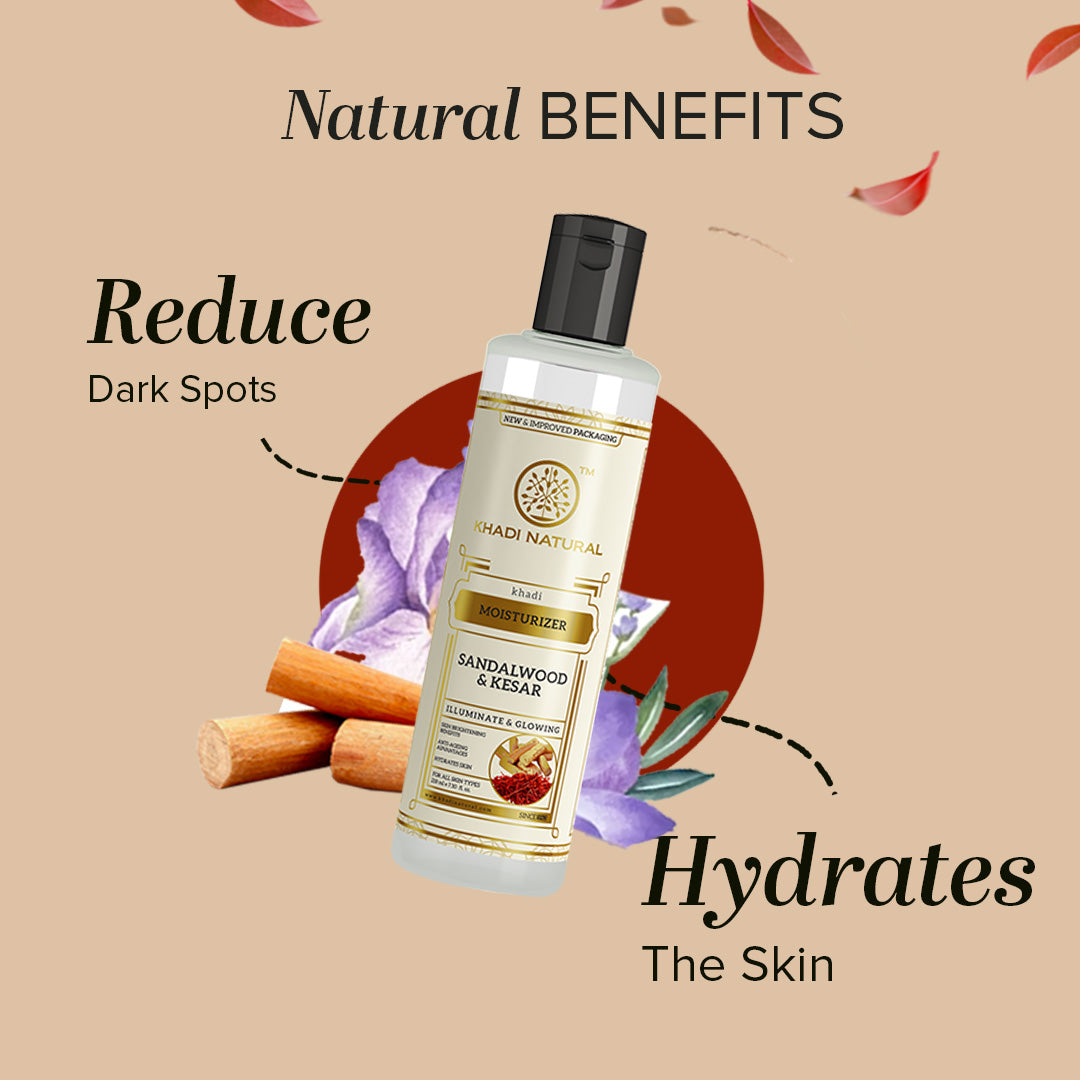 Khadi Natural Sandalwood & Kesar Moisturizer Combo Pack of 2 - 210ml Each 